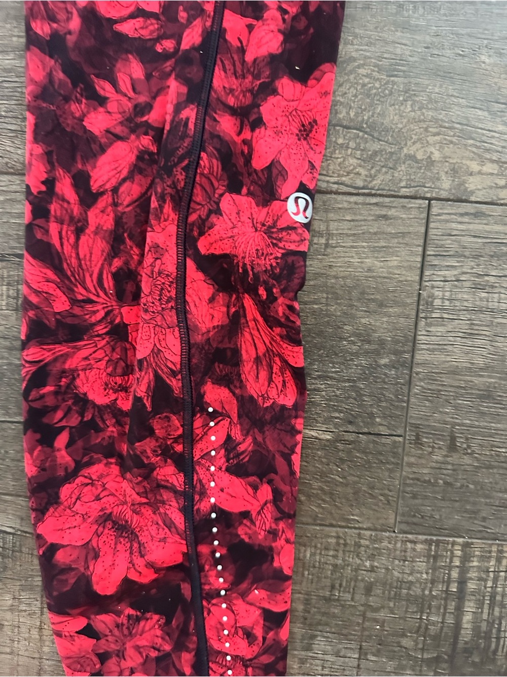 lululemon athletica Red and Black Floral Leggings